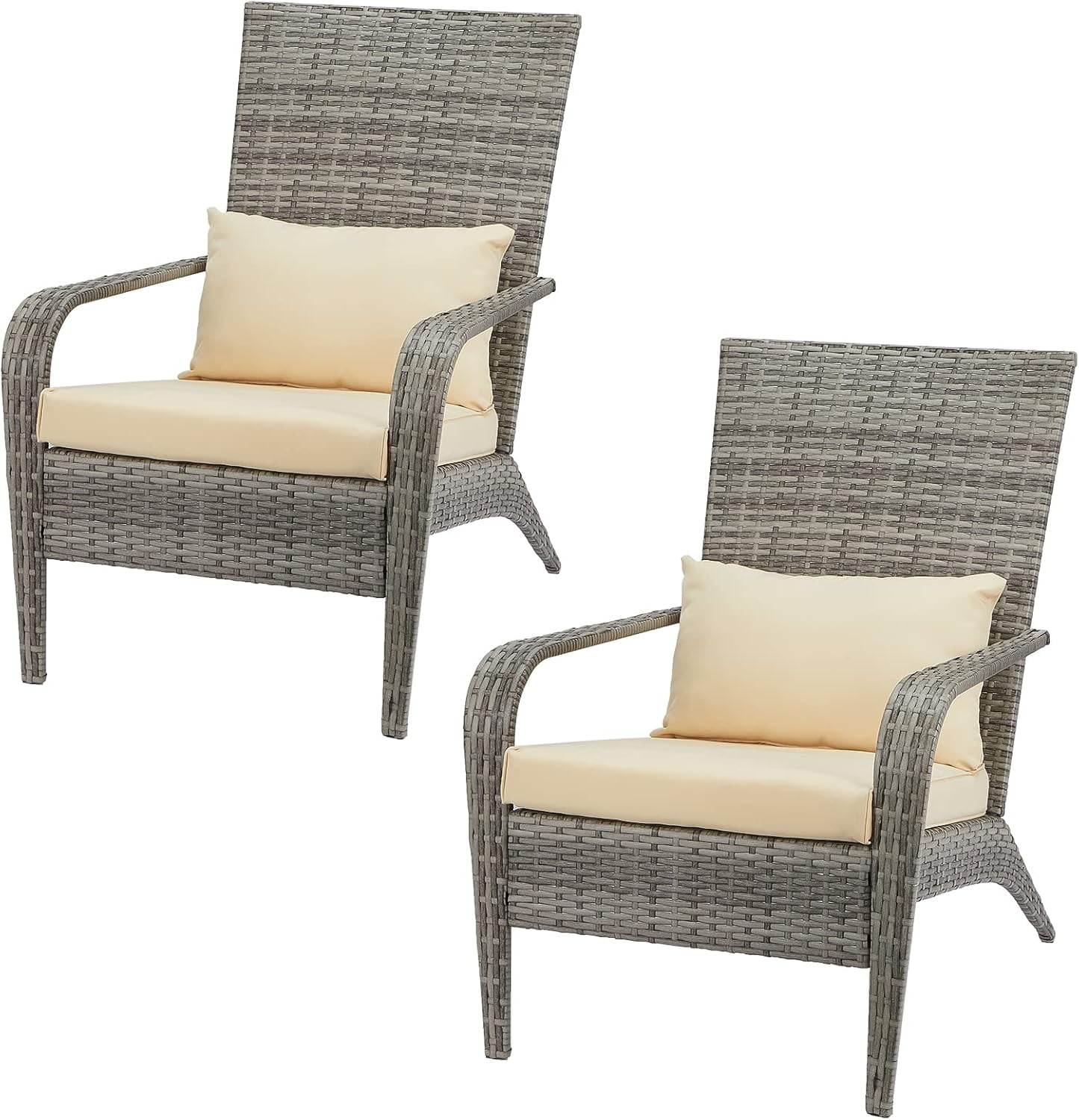 YODOLLA Patio Chairs Set of 2, High Back Wicker Outdoor Dining Chairs in Gray