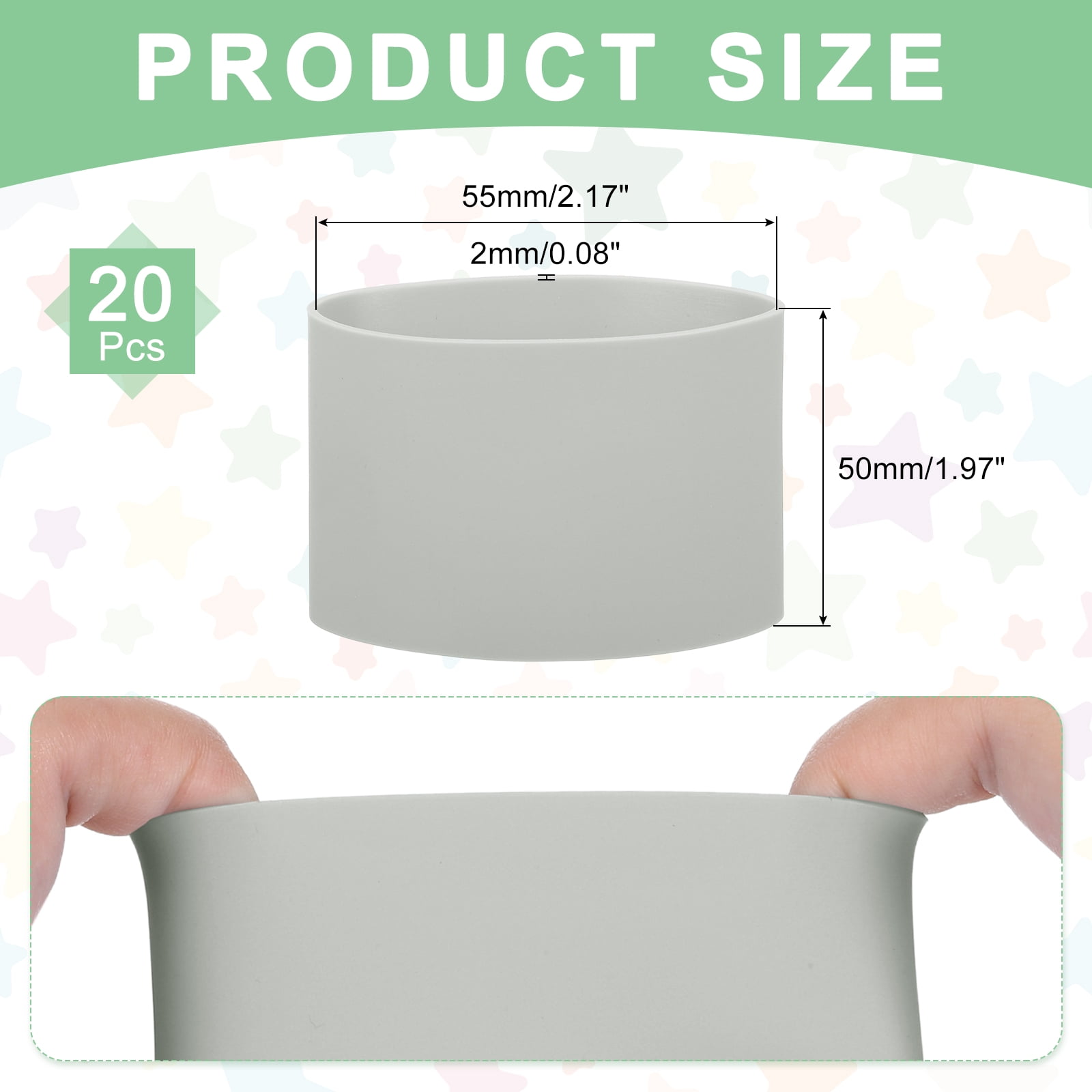 20Pcs Silicone Rubber Bands Non-slip 3.39 Inch for Art, Grey