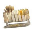 thumbnail image 2 of Organizador de cosméticos con múltiples ranuras para lápiz labial, brochas de maquillaje, lápiz de cejas, aretes, transparente., 2 of 12
