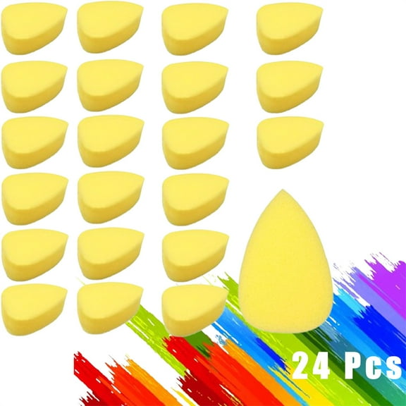 Tutuviw 24 Pcs Face Paint Sponges, High Density Teardrop Face Body Paint Sponge for Kids Adults Body Paint Art Crafts (Yellow, Drop)