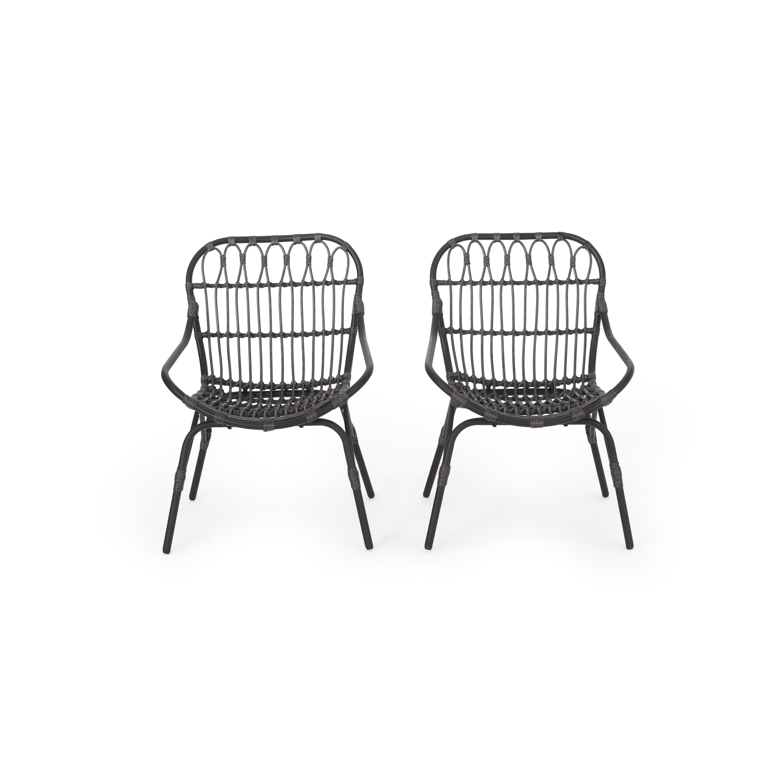 Kairo Wicker Outdoor Accent Chairs, Set of 2, Dark Gray