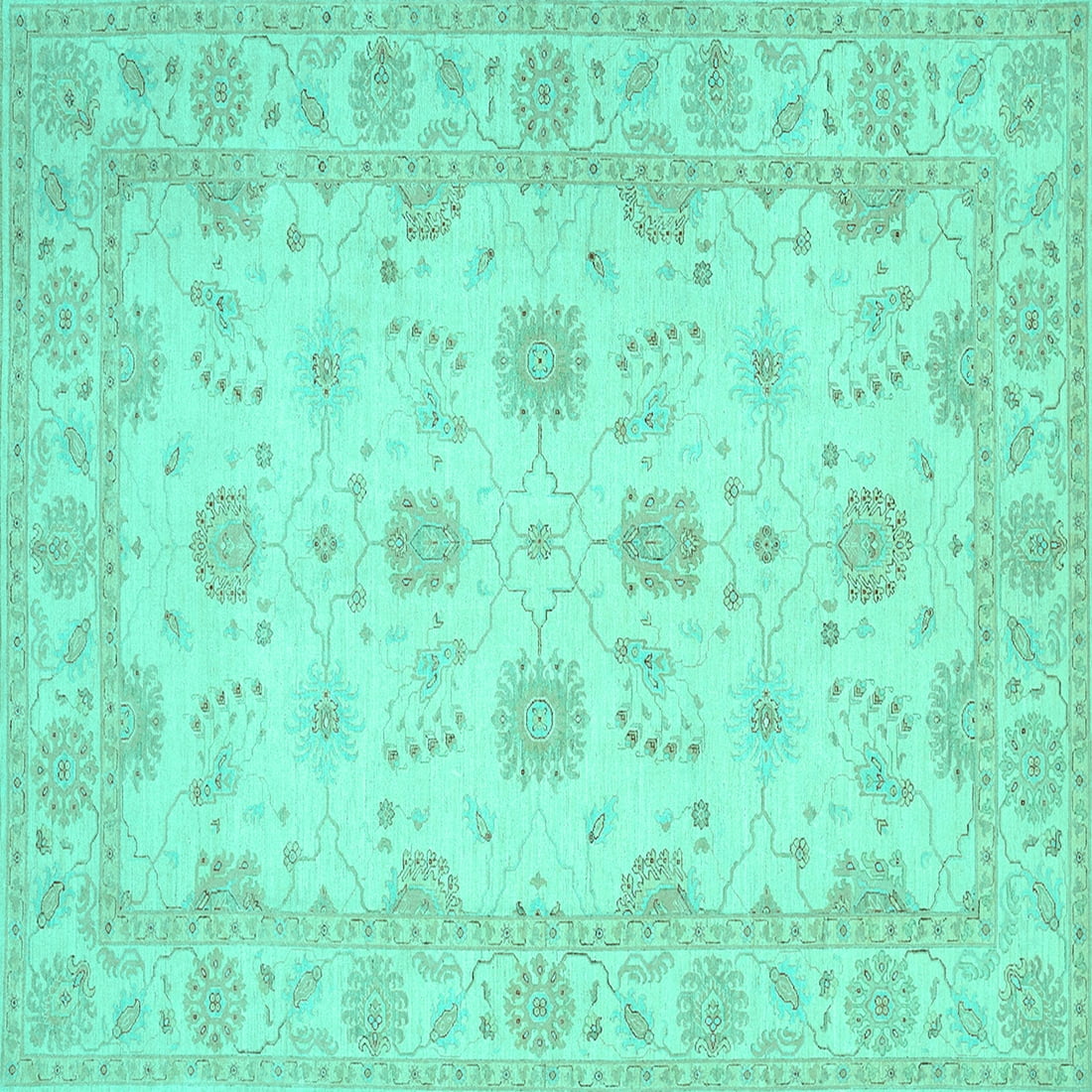 Turquoise Mediterranean Rug Ahgly Company Machine Washable Indoor Square Oriental Turquoise Blue ...