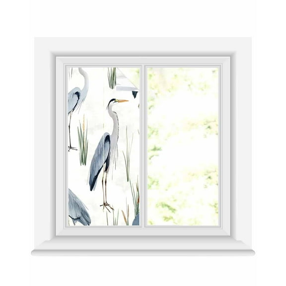 Window Privacy Film Watercolor Birds Stained Glass Window Film Decorative Sun Block Window Cover Tropical Animal Green Grass Window Clings Static Adhesive Sticker for Bathroom 19.6"x39.3"