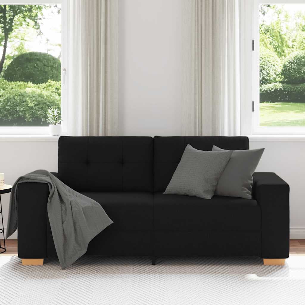 vidaXL Loveseat Sofa Black 55.1" Fabric