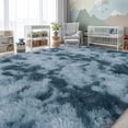 thumbnail image 4 of ZENELESS Extra Large Fluffy Rugs for Living Room,9x12ft Shag Rug Rectangular Carpets for High Traffic Areas in Living Room, Bedroom (Tie-dye Blue and Gray), 4 of 9
