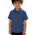 thumbnail image 4 of Ticikt Boys Button Down Shirt Short Sleeve Summer Boys Dress Shirts Casual Cotton Collared Shirt with Pockets,Color:Navy,Size:5-6 Years, 4 of 4