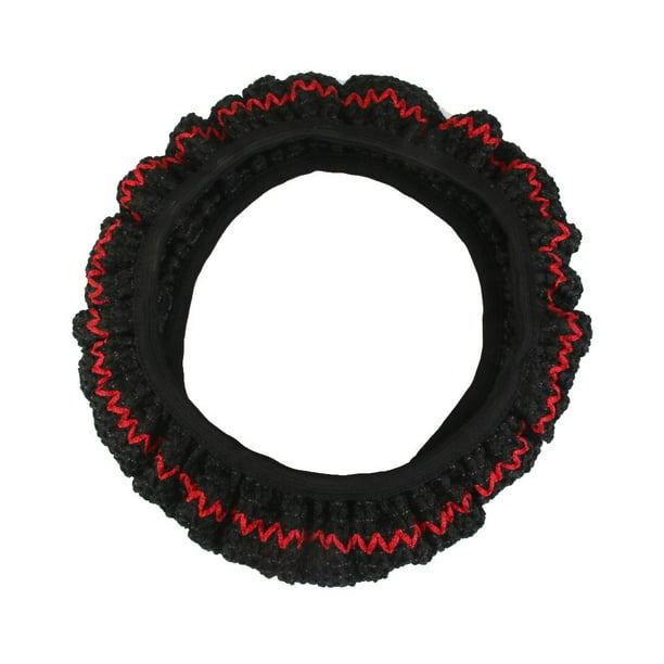 Cubierta De Volante De Coche Transpirable Negro + Rojo 38cm Antideslizante Universal