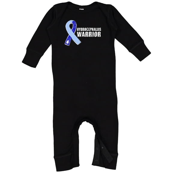 Inktastic Hydrocephalus Warrior with Light and Dark Blue Ribbon Baby Romper Coveralls