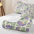 thumbnail image 4 of jejeloiu Retro Floral Twin Quilt Set For Girls,Mid-Century Pattern Twin Coverlet Set,Purple Green Cream,2-Piece, 4 of 7