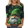 thumbnail image 2 of T-Shirt à Col Rond Imprimé de la Saint-Patrick pour Femmes, Manches Trois Quarts 3/4, Coupe Ample, 2 of 5