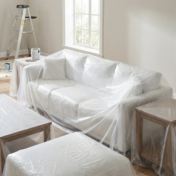 ibasenice Large Sofa Plastic Cover Waterproof Foldable Protector for Moving Storage