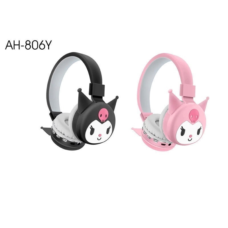 Sanrio Kuromi Wireless Bluetooth Headsets Cartoon with Mic Foldable Lightweight Earphone for Phones Laptop