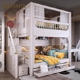 thumbnail image 2 of Luxury Multifunctional Kid Bunk Bed With Safety Fence For 5 To 8 Yeas Old Children Bedroom Furniture Large Storage Bed For Kids My Lux Decor Round, 2 of 23