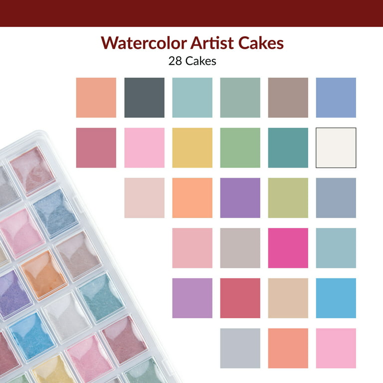 Royal & Langnickel - 28 Color Pearlescent Watercolor Paint Cake Set W/  Brush 