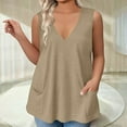 thumbnail image 2 of Htigea Womens Tank Tops Summer Sleeveless Tops Loose Fit Crewneck Basic Tee Shirts for Women Today Sales Beige,L, 2 of 6