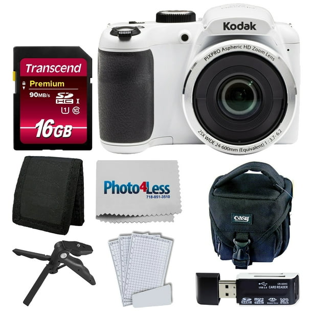 Kodak PIXPRO AZ252 Digital Camera (White) Kit + 16GB Memory Card