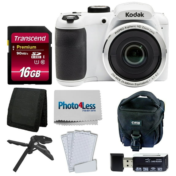 Kodak PIXPRO AZ252 Digital Camera (White) Kit + 16GB Memory Card + Accessories!
