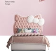 thumbnail image 3 of Bonito cabecero de cuero rosa, cama individual, cama para niños, muebles de diseño de princesa, cama individual, marco de madera, 3 of 4