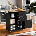 thumbnail image 2 of Modern Rolling Kitchen Island with Storage Drawers and Shelves, Rubber Wood Kitchen Cart On Wheels Lockable for Dining Room Bar, 2 of 21
