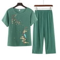 thumbnail image 3 of Chuancc Linen Sets Womens Travel Outfit for Airplane 2 Piece Outfits Long Sleeve Button Down Blouse and Pants Travel Outfits for Women 2 Piece Sets Leisure Wear Sets for Women Green 3XL, 3 of 3