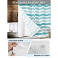 thumbnail image 3 of No Hook Cloth Fabric Shower Curtain with Snap in Liner, Turquoise White Ombre Waterproof Shower Curtains Set with See Through Top Window, Modern Geometric Gradient Ocean Striped Bath Curtains 48"x72", 3 of 6