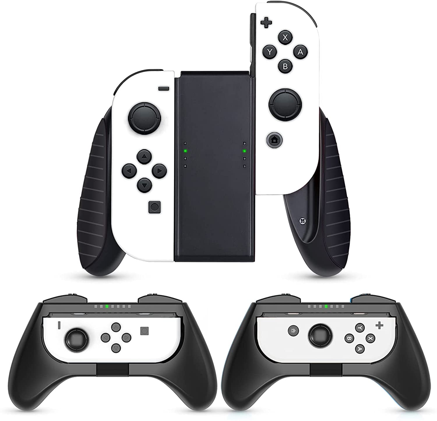 HEYSTOP Joy-Con Grip Compatible with Nintendo Switch/Switch OLED Joy-Con, 3 Pack, Wear Resistant Game Switch Controller Handle Case Kit for Nintendo Switch Con, Black
