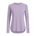 thumbnail image 4 of Seductiva Women's Cropped Short Sleeve Crew Neck Workout Tops Loose Fit Relaxed Activewear Yoga Athletic Running Gym Shirts Summer Breathable Lightweight Spandex Feel Light Violet 2XL, 4 of 4