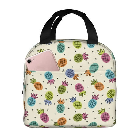 Insulated Lunch Bag for Women Men - Colorful Pineapple Leakproof Cooler Lunch Box for Women Men  Lunch Tote Bags for Work School Picnic Travel
