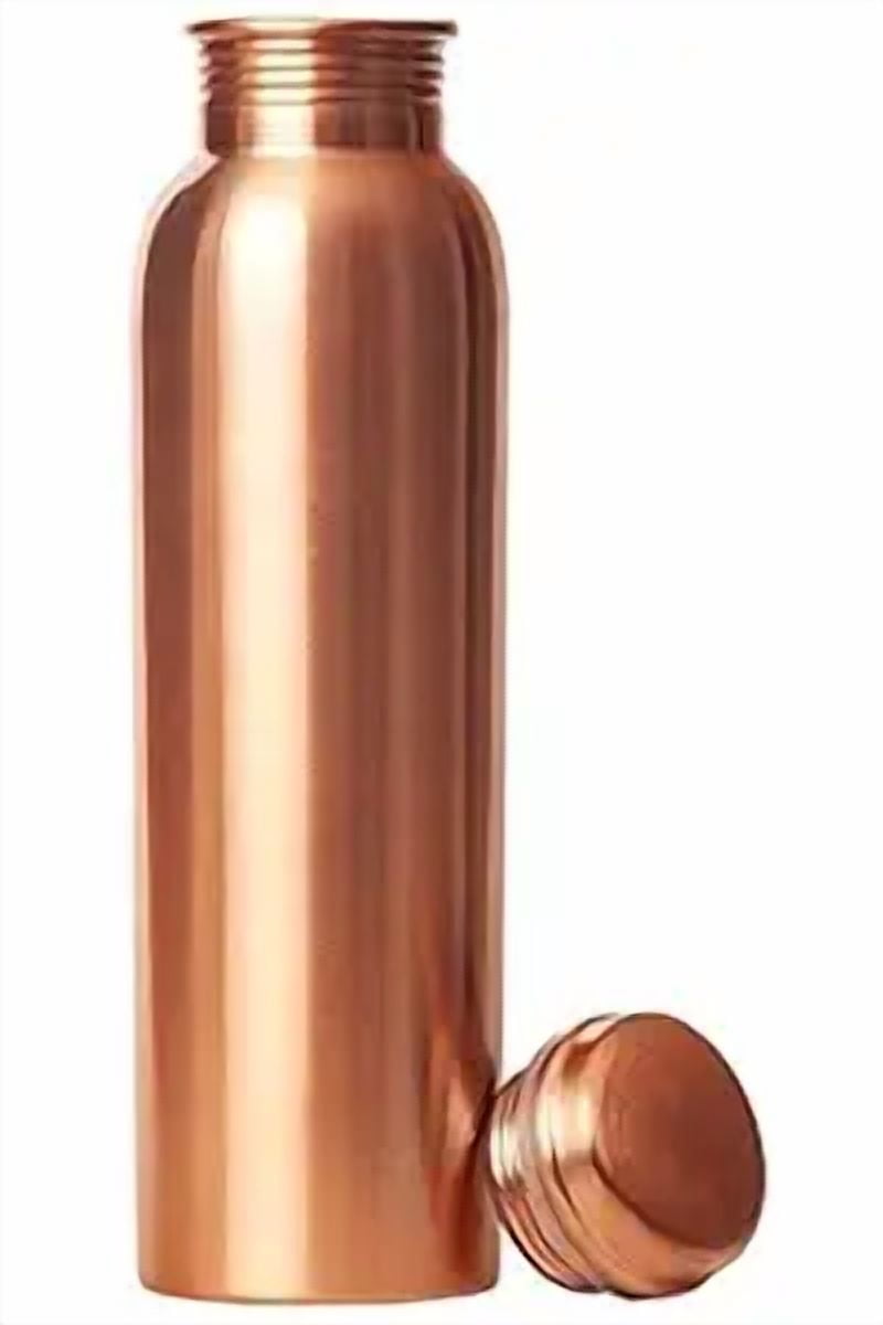 Pure Copper Plain Water Bottle | Ayurvedic Leak-Proof Drinkware for Daily Use Pack Of 6(With Free 6 Plain Glass)
