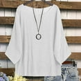 thumbnail image 4 of Oversized Cotton Gauze Shirts for Women Round Neck 3/4 Sleeve Tops Summer Casual Loose Beach Vacation Tees, 4 of 9