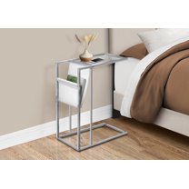 White/Chrome Metal Accent Table with Magazine Holder