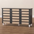 thumbnail image 5 of Bowery Hill Two-Tone Oak Wood 3-Door Shoe Cabinet in Dark Gray, 5 of 10