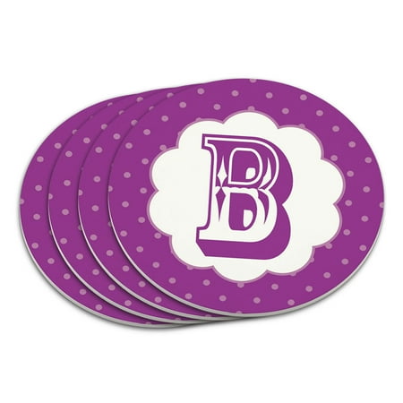

Letter B Initial Flower Purple Coaster Set