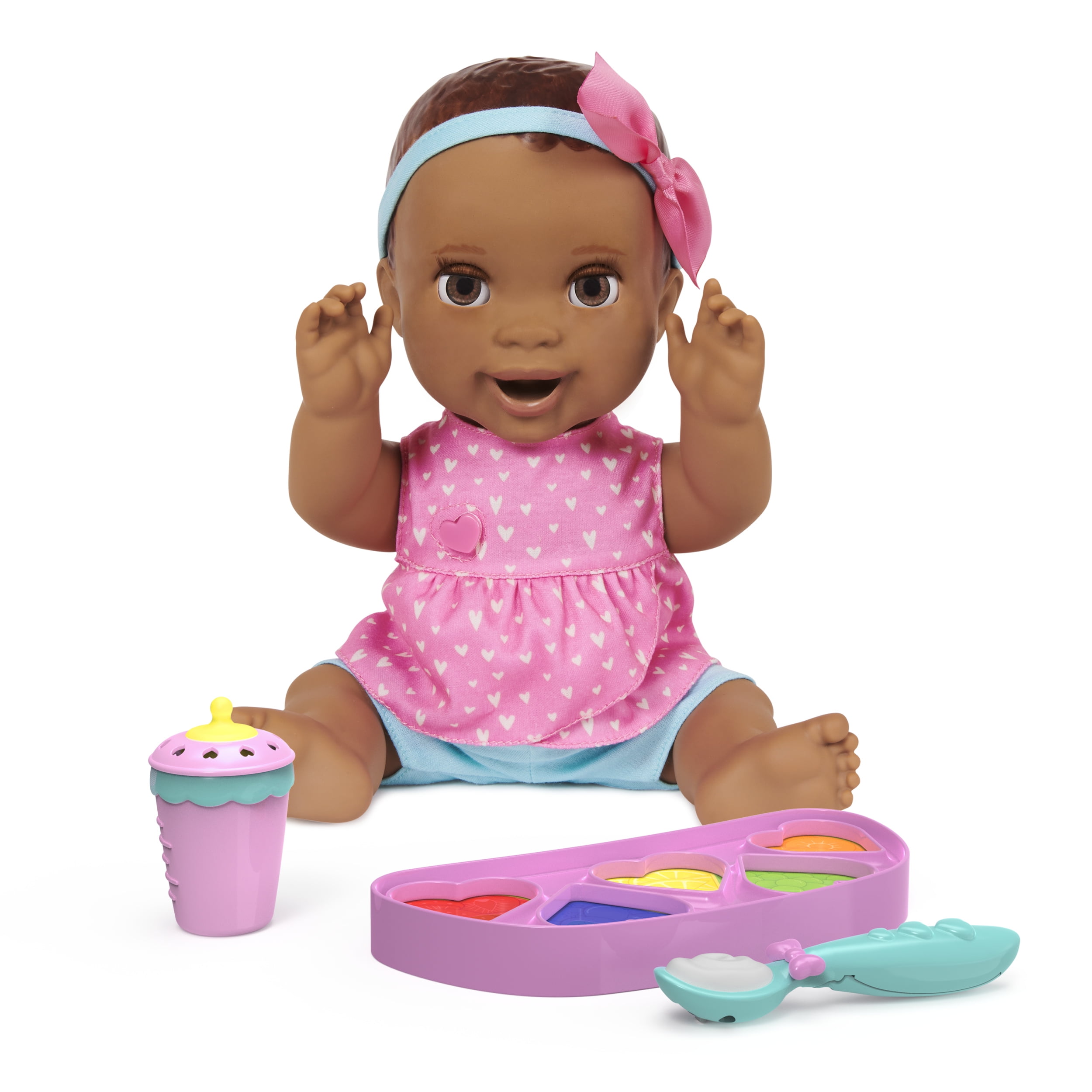 6060101 Interactive Feeding Baby Doll Mealtime Magic Maya Recognizes Over 50 Foods with Lifelike Reactions and Over 70 Sounds