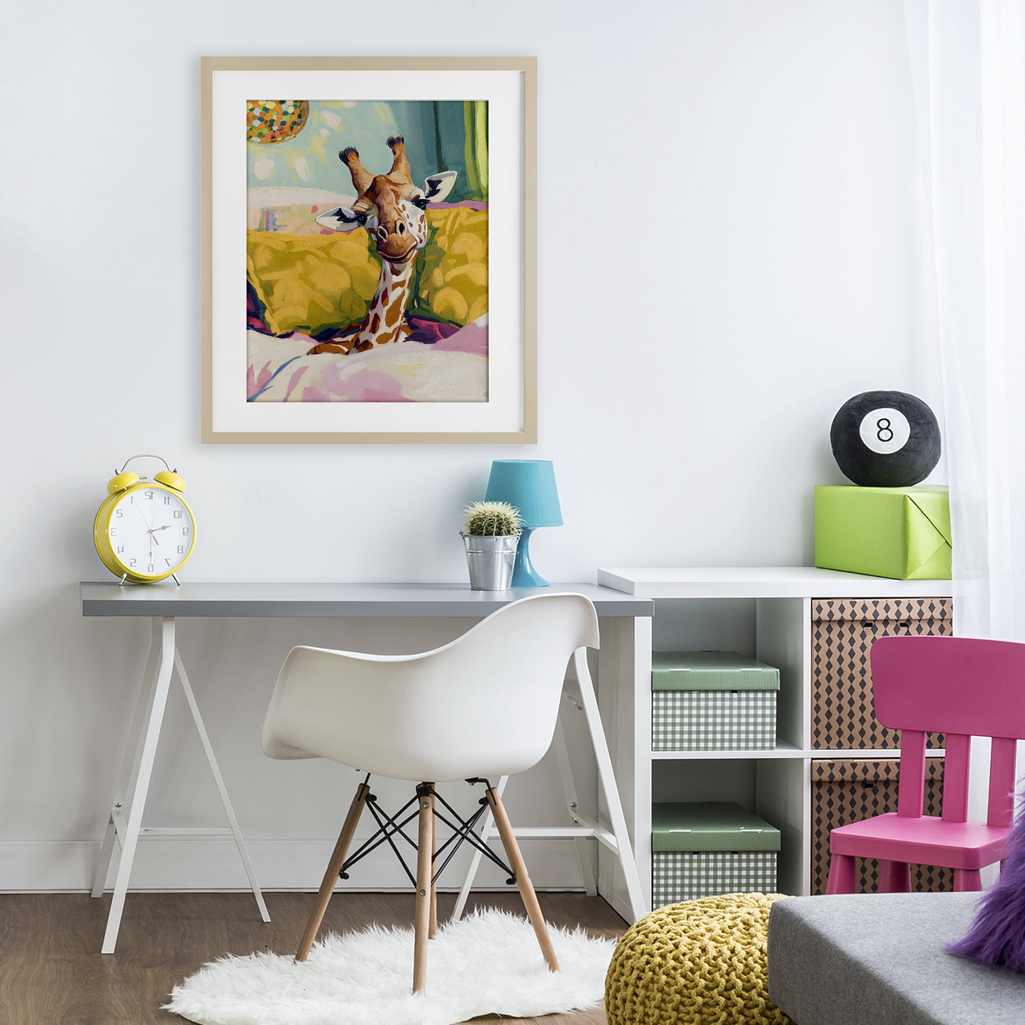 Stupell Industries Cozy Giraffe in Bed Birch Framed Print Under Glass, design by The Prints Vibe