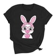 thumbnail image 6 of Mifsaly Easter tops for Women Short Sleeve Crewneck Cotton T-Shirts Bunny with Pink Heart Glasses and Bow Graphic Lightweight Breathable Versatile Summer Tees S, 6 of 6