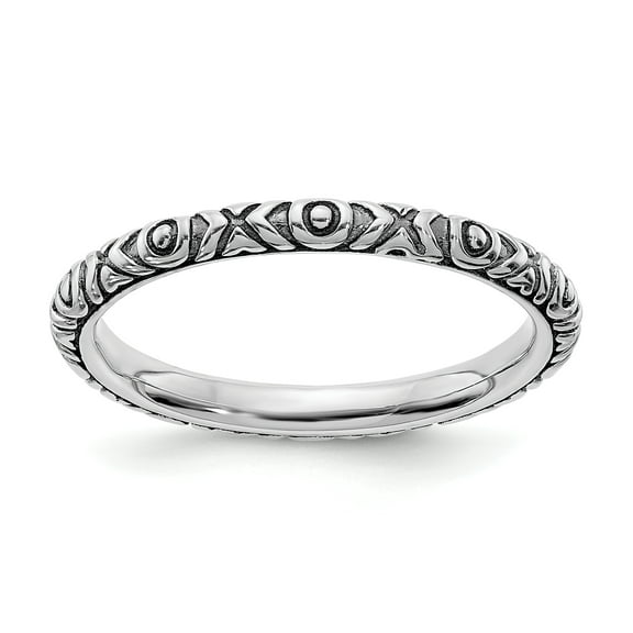 Sterling Silver Stackable Expressions Antiqued Polished Ring