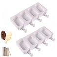thumbnail image 1 of Moldes para paletas, 2 moldes de silicona para helado con tapas y 100 piruletas de madera, 1 of 5