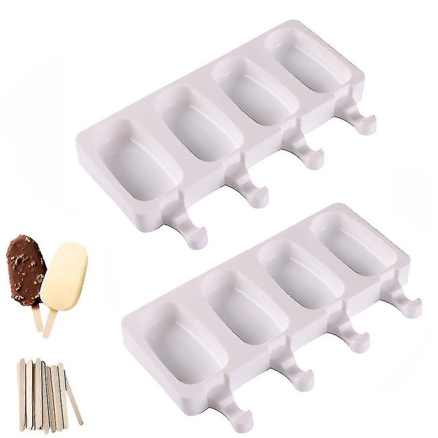 Moldes para paletas, 2 moldes de silicona para helado con tapas y 100 piruletas de madera