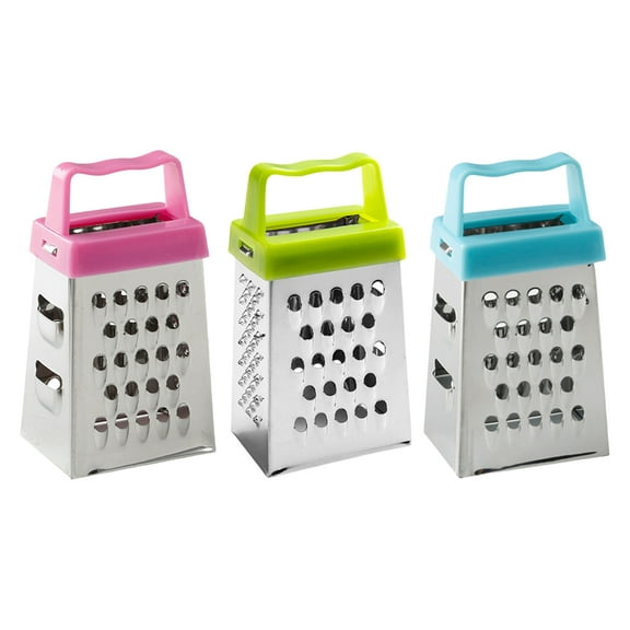 Pack of 3 Small Square Graters Four Sided for Cheese Zucchini and More Stainless Steel Cheese Grater