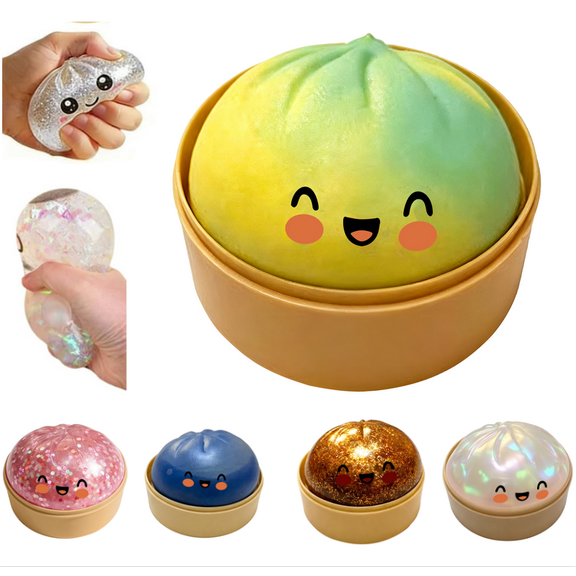 Dumpling Squishy, 4 Inch Jumbo Dumpling Stress Ball, Squishy Bun, Anxiety Relief Fidget, Soft Squeeze Decompression Dough for Adults - (C)