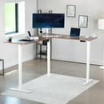 thumbnail image 2 of VIVO Dark Walnut / White Electric 75" x 63" Corner Desk, L-Shaped Workstation, 2 of 8