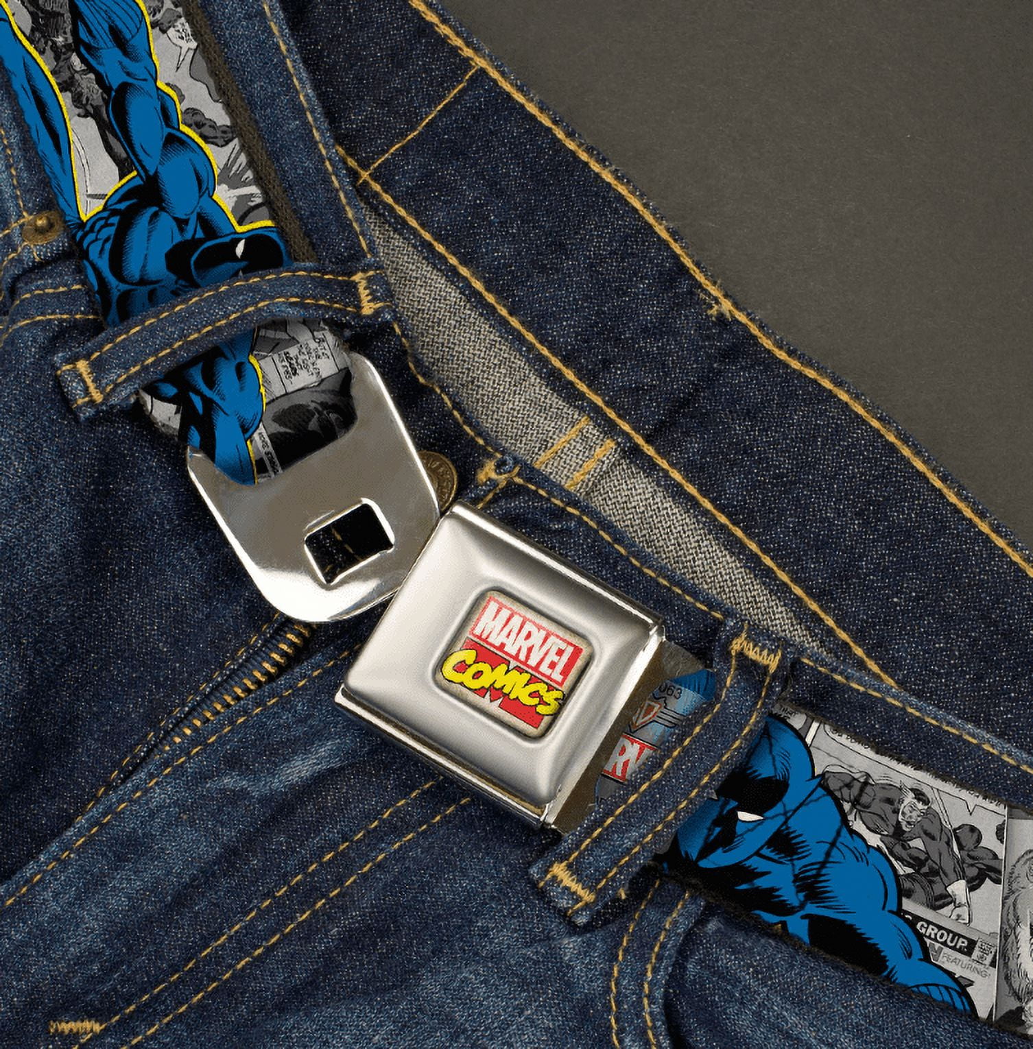 Marvel Comics Seatbelt Belt BLACK PANTHER Action Poses Retro