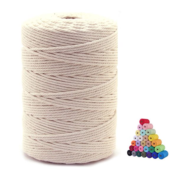 Cuerda de Macramé FLIPPED 3 mm de Algodón Natural Beige, 300 m