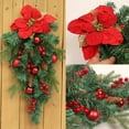 thumbnail image 3 of Couronne de Larme de Noël d'Hiver Artificielle de Noël avec la Fleur Rouge de Pomme de Pin de Baie et Boules Rouges Décoration Pendentif de Suspension de Couronne de Noël pour la Suspension de Porte de Mur de Vacances, 3 of 6