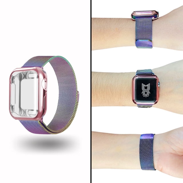 Correa para apple watch compatible con 42mm / 44mm metálica+ Case completo protector de pantalla Mamá Pulpo Milanese mica completa