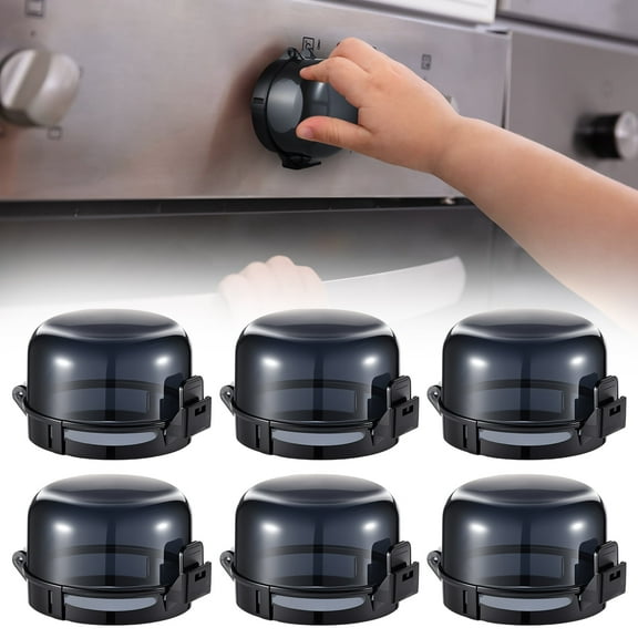 KABOER 6 Pack Stove Knob Safety Covers, Upgraded Press Gas Stove Knob Locks, Heat-Resistant Universal Size Oven Lock Knob Covers for Child Safety and Baby Proofing