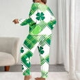 thumbnail image 4 of St. Patrick Plus Size Pajama Set for Women 2 Piece, Crewneck Long Sleeve Shirts with Pants Lucky Shamlock Clover Print Sleepwear Lightweight Holiday Pjs Fashion Trendy Lounge Set Green XL, 4 of 6