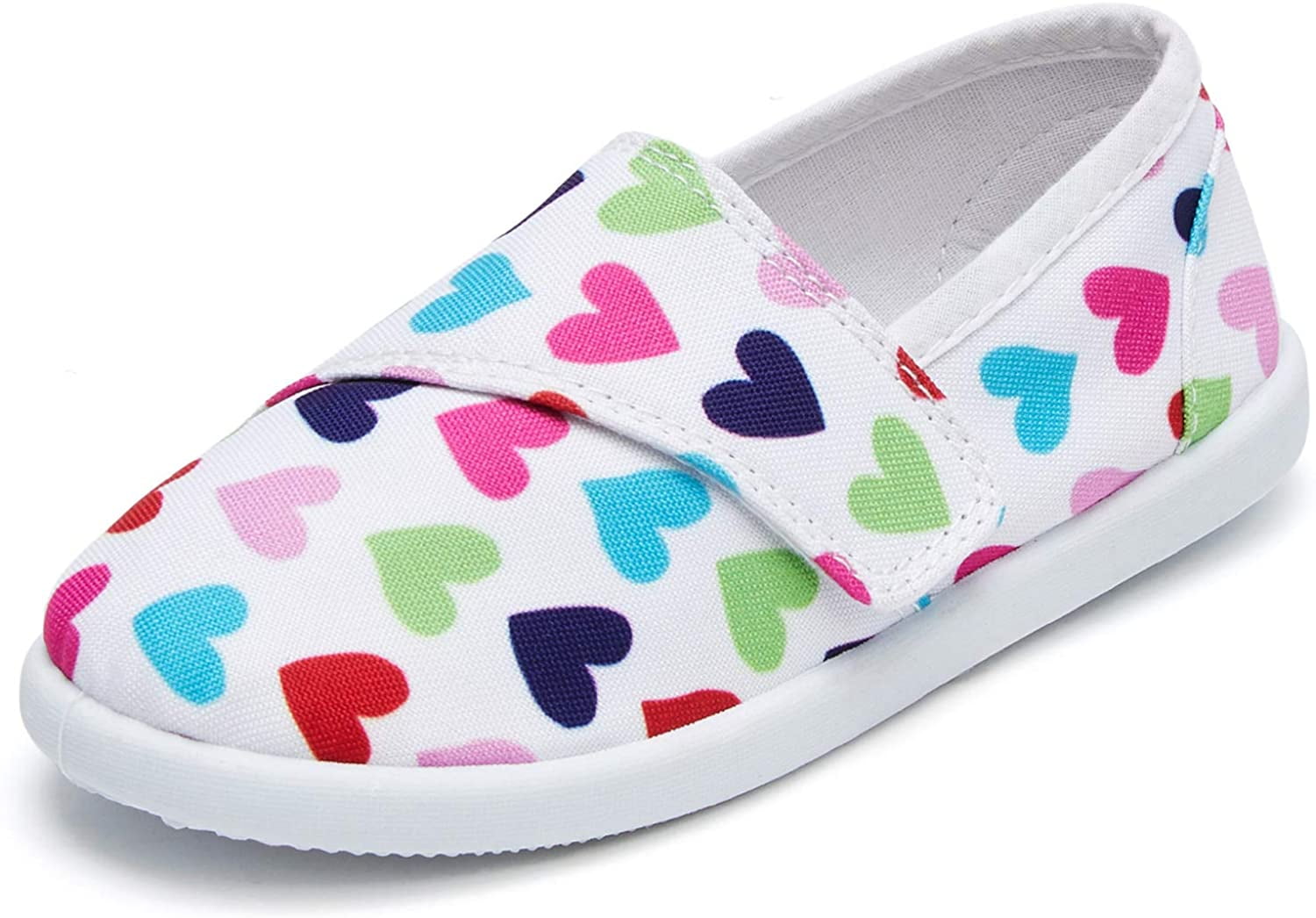 KomForme Kids Shoes White Hearts Slip-On Flat Size (Toddler & Little Girl) -
