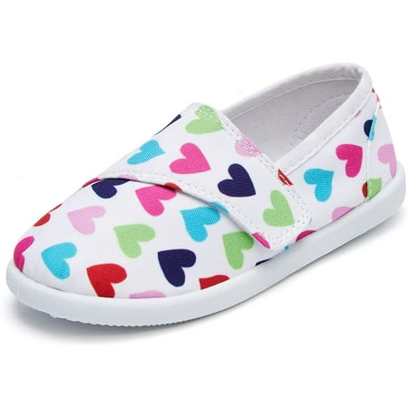 

K KomForme Casual Kids Shoes White Hearts Slip-On Flat Size 8-2 (Toddler & Little Girl)